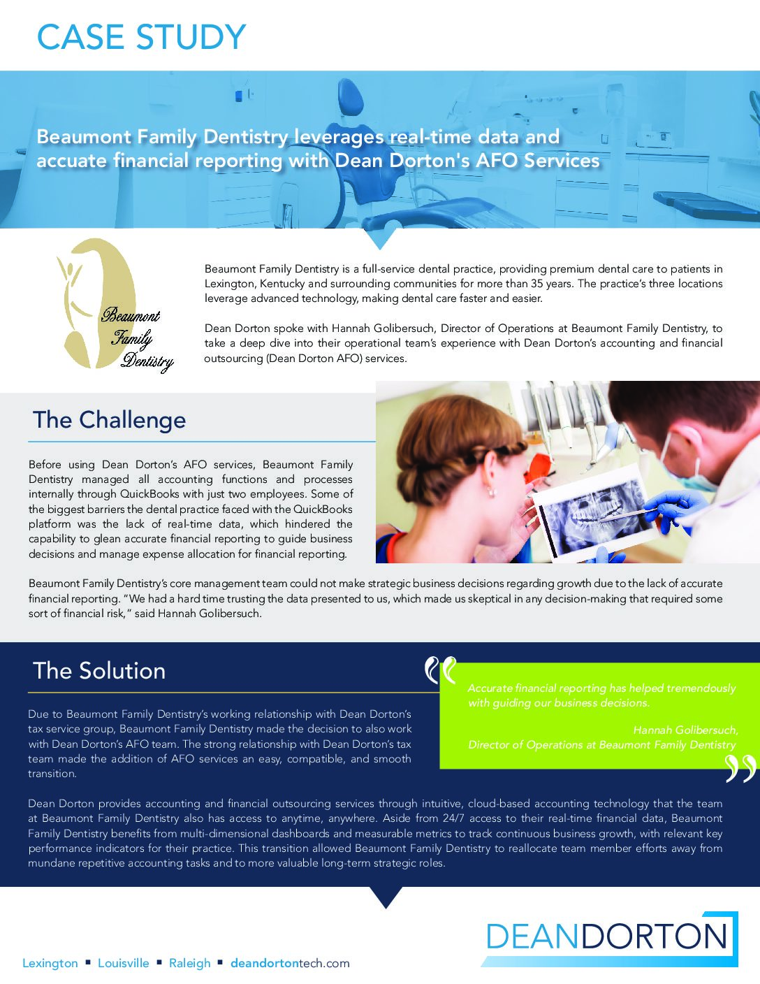 Beaumont Family Dentistry leverages real time data with Dean Dorton