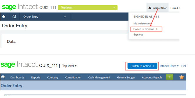 hacks for Sage Intacct's new Action UI